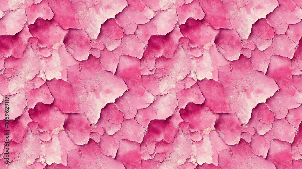 Fototapeta premium Artistic seamless pattern of taffy inspired designs with pink crumbled textures and watercolor effects for creative backgrounds and fabric designs