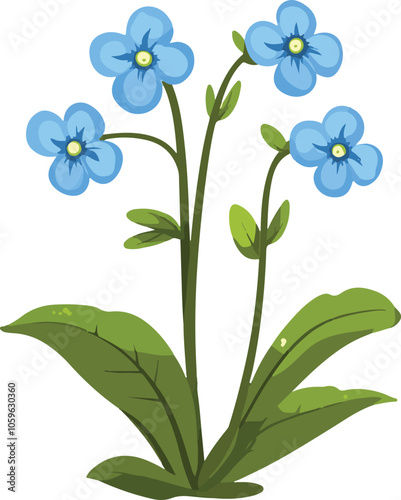 simple vector forget-me-not clipart