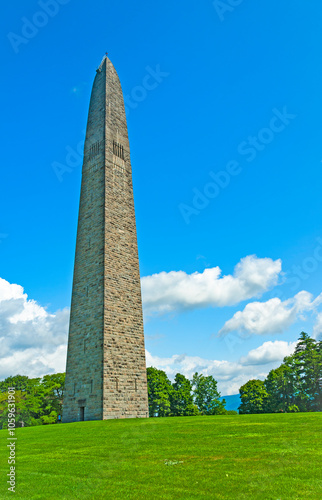 Bennington Battle Monument in Bennington, Vermont, United States. The monument commemorates the Battle of Bennington during the American Revolutionary War.
