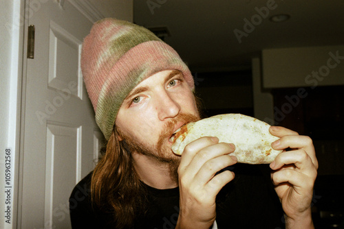 Eating a burrito photo