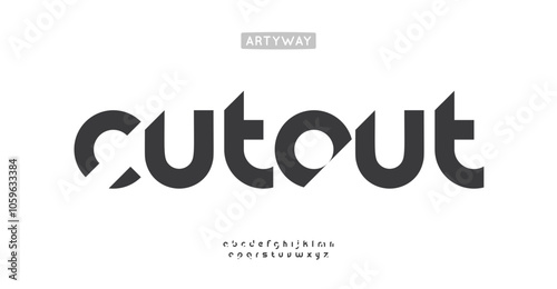 Geometric cutout alphabet, sliced sans serif letters, creative abstract stencil font for bold logo, sharp impactful headline, unique branding, modular minimalistic typography. Vector typeset
