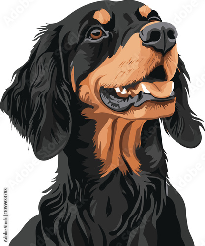 simple vector Gordon Setter clipart