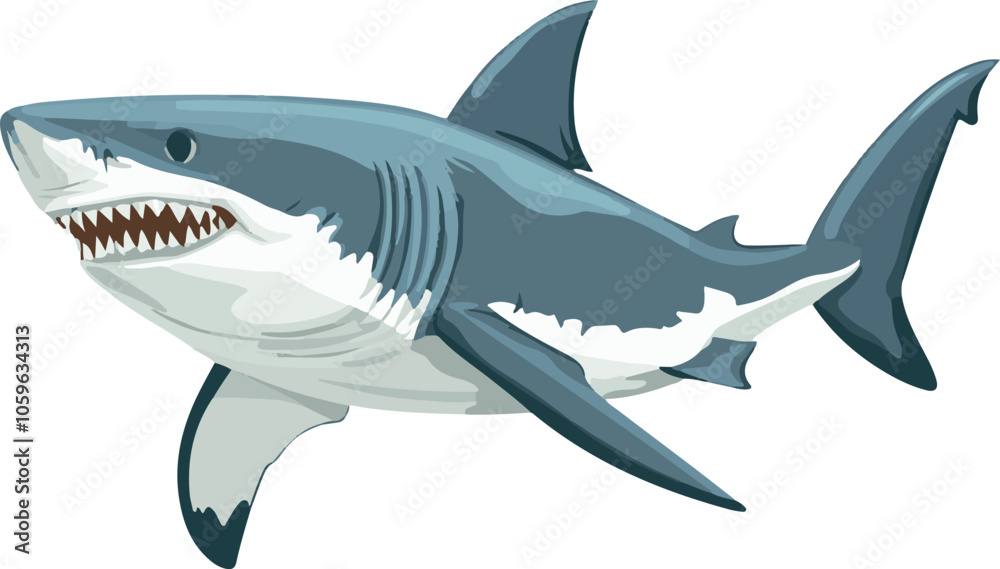 Naklejka premium simple vector great white shark clipart