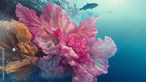 Blooming Dendronephthya Carnation Coral: Vivid Pink Branches in a Mesmerizing Underwater Scene photo