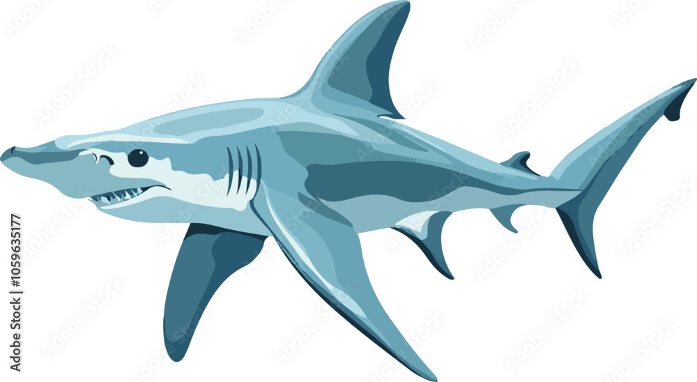 Fototapeta premium simple vector hammerhead shark clipart