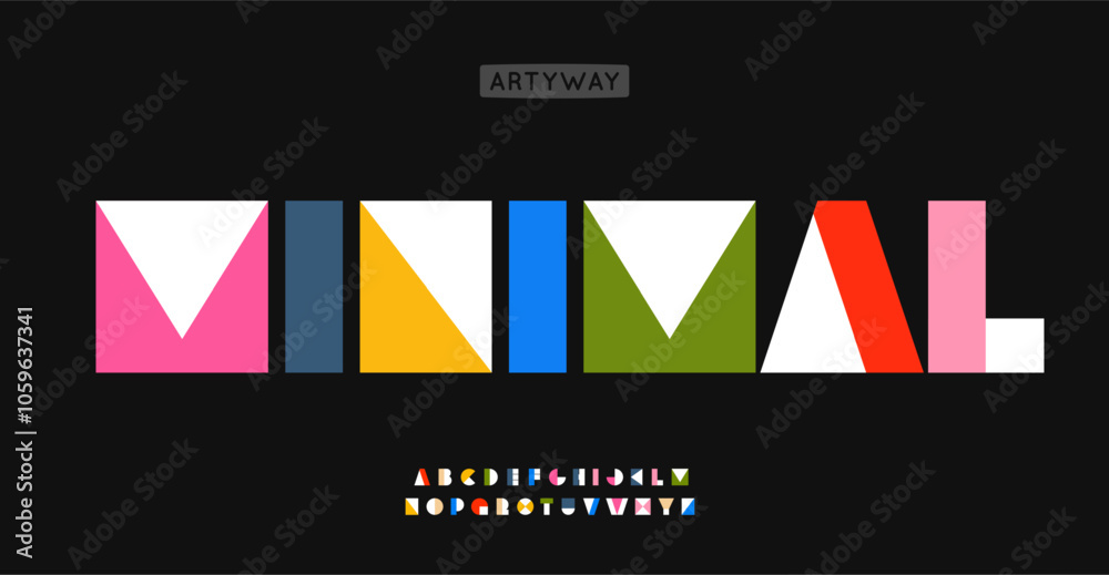 Rectangular shapes alphabet, colorful modular letter, geometric blocky font for creative headlines, art logotype, mosaic inspired title, playful funky branding. Decorative typography. Vector typeset