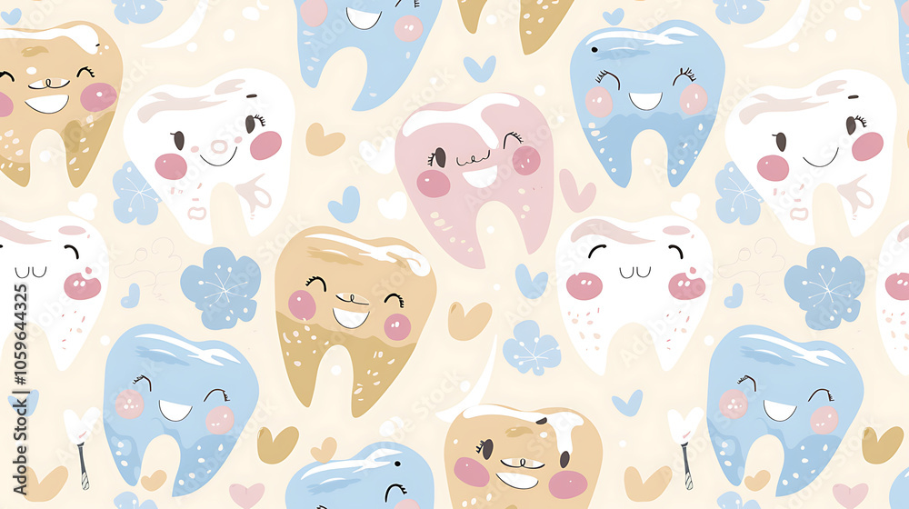 Fototapeta premium cartoon teeth pattern