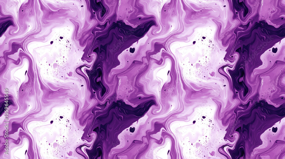 Obraz premium Seamless abstract violet marble pattern with vibrant paint stains ideal for textile design and backgrounds