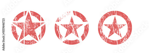 Military star with grunge effect, military marking with cracks and destruction, aviation