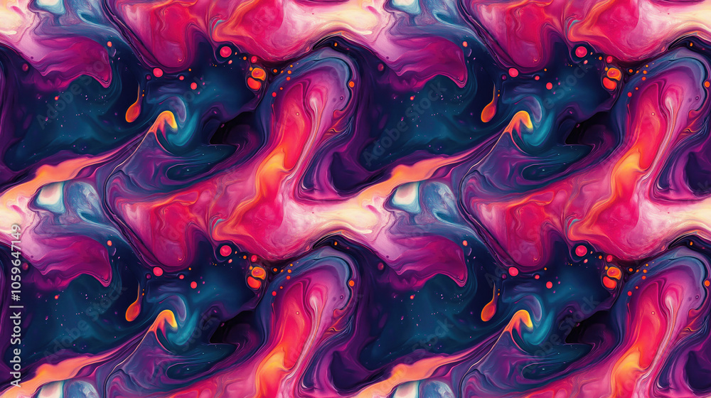 Fototapeta premium Vibrant abstract painting with intricate patterns and textures seamless design for background use