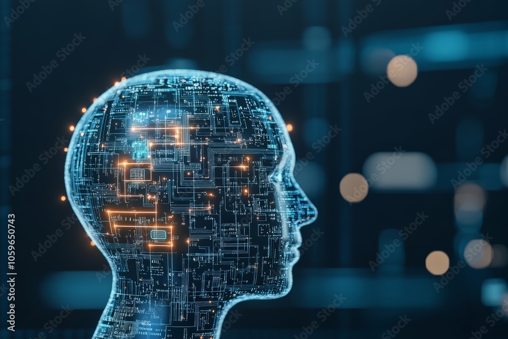 Obraz premium A glowing digital sculpture with data pathways illustrates the complexity and architectural beauty of a futuristic, interconnected artificial intelligence network.