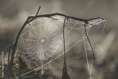 A spider web expertly woven in Diyarbakır Hevsel Gardens.