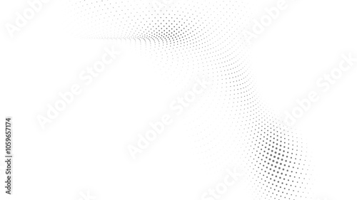 Minimalist Halftone Dot Pattern Radiating with Depth in Black and White Elegant Vector for Product, Marketing, and Decorative Design