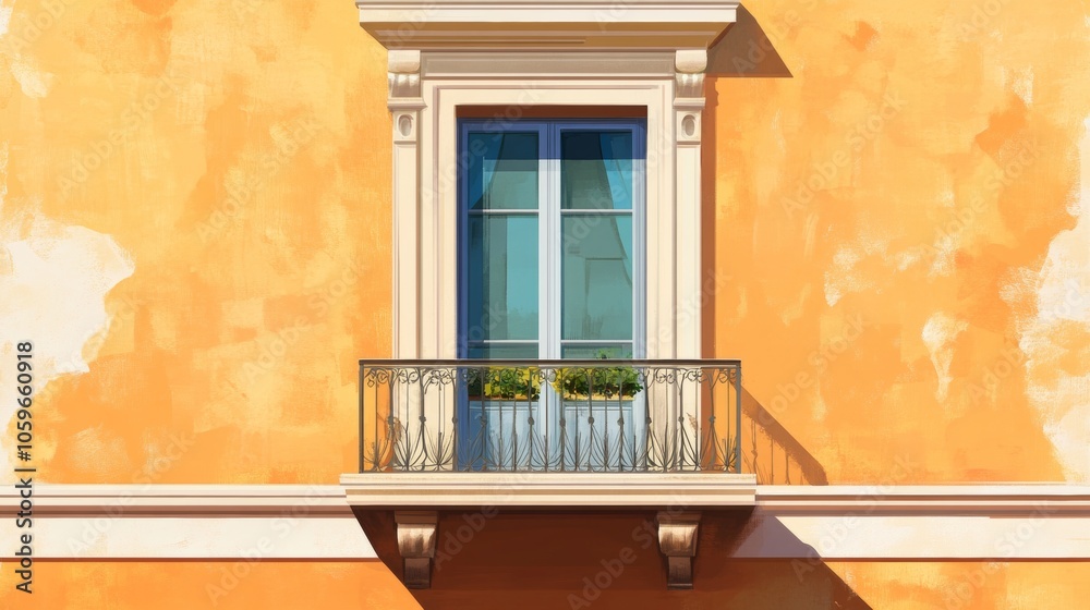 Fototapeta premium Charming horizontal background of an italian window on a historic building wall in italy