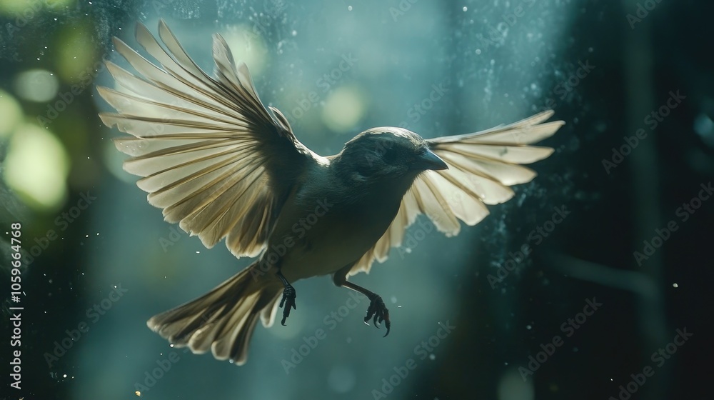 Fototapeta premium Captivating Bird in Flight Under Soft Light