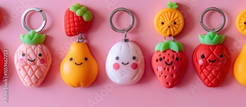 Assortment of Colorful Kawaii Inspired Fruit Shaped Soft Plush Charms Keychains Pendants Earrings and other Accessories for Fashion Lifestyle and Home Decor photo