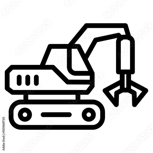 excavator heavy duty construction icon illustration vector