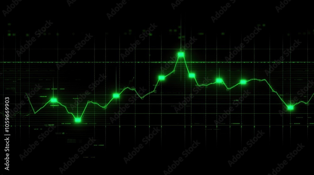 Green Digital Chart with Data Points and Lines Green Digital Chart with Data Points and Lines