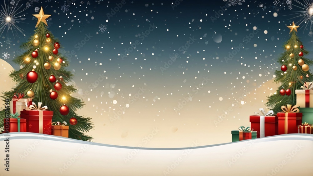 Obraz premium Christmas background with decoration items, Christmas Tree With Baubles And Blurred Shiny Lights