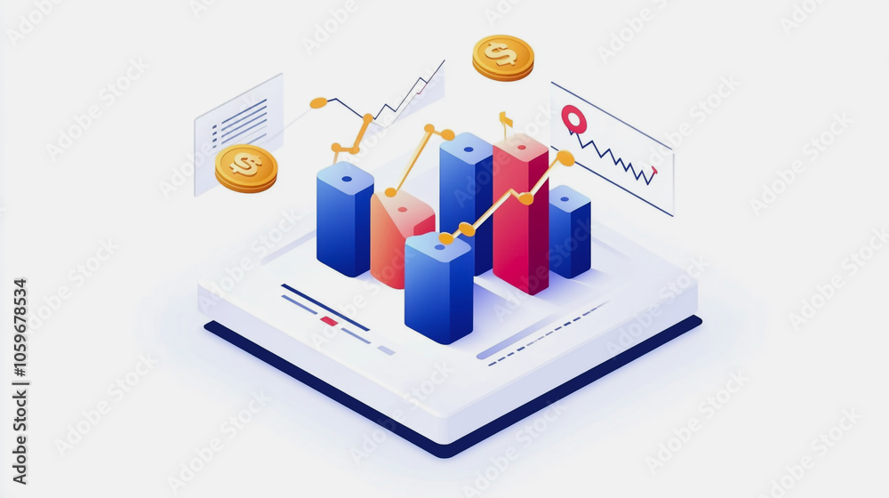 Fototapeta premium ccharts and graphs with statistics to innovative analyze business potential and forecast future development of companies growth.