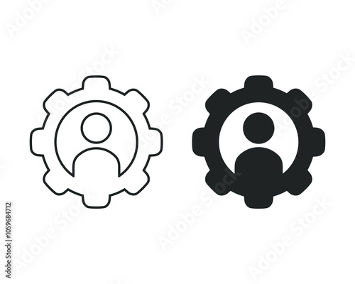 Cogwheel icon with person symbol. Illustration vector