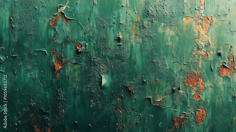 Aged metal sheet with rusted surface, green and red oxidation, detailed ...