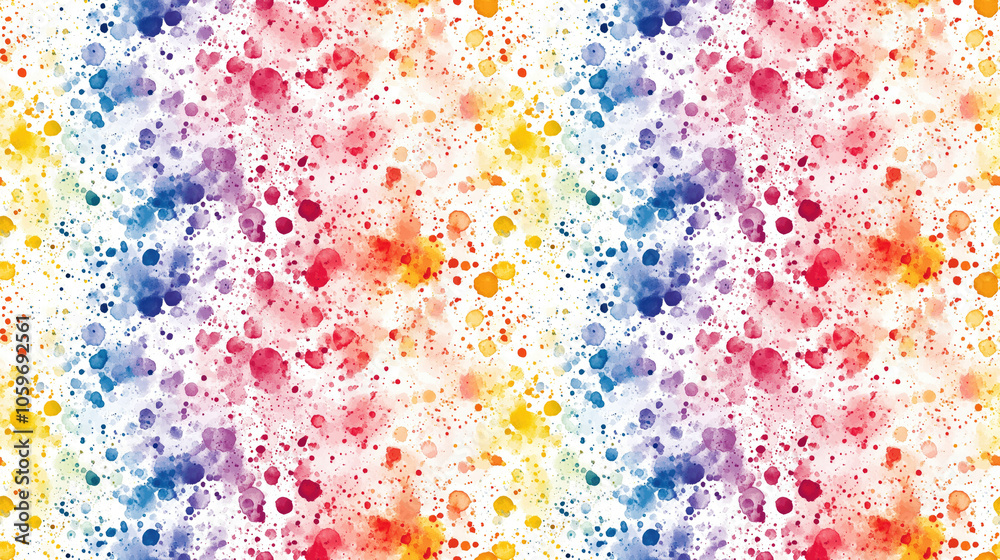 Obraz premium Vibrant abstract watercolor pattern featuring a seamless rainbow color blot design ideal for textile and graphic applications