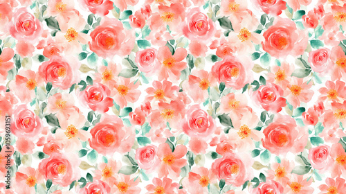 Wallpaper Mural Seamless pattern featuring beautiful watercolor flowers ideal for wallpaper or fabric design Torontodigital.ca