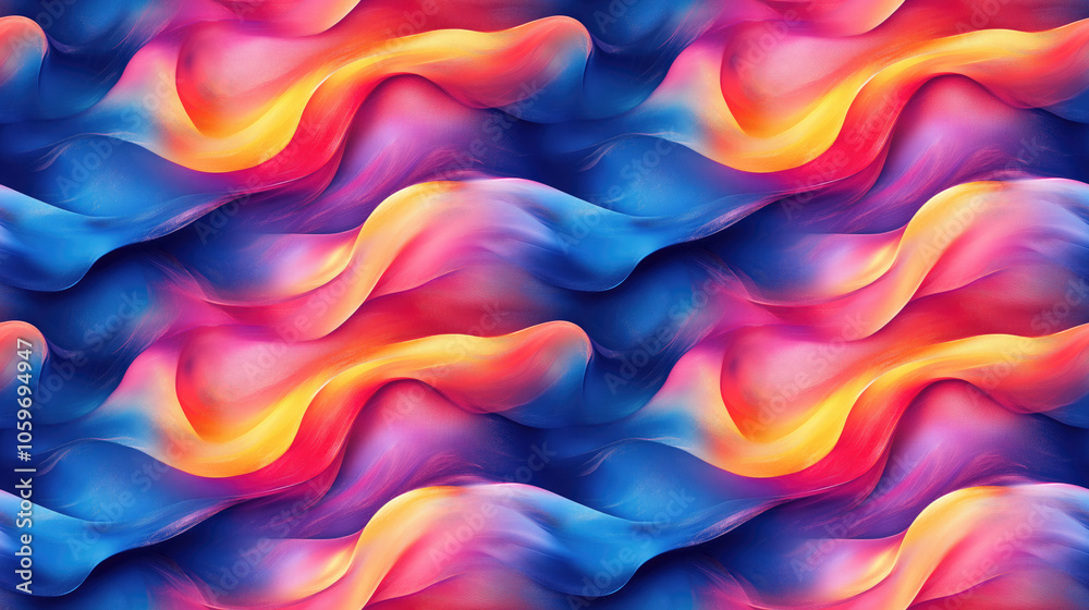 Obraz premium Colorful gradient seamless pattern featuring abstract brush strokes and curves ideal for modern interior design and digital arts
