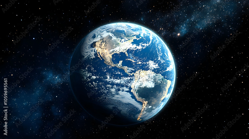 Fototapeta premium Earth From Space Realistic Image