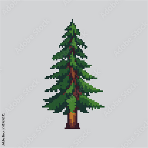 Pixel art illustration Spruce Tree. Pixelated Forest Tree. Simple Forest Spruce Tree Icon pixelated for the pixel art game and icon for website and video game. old school retro.