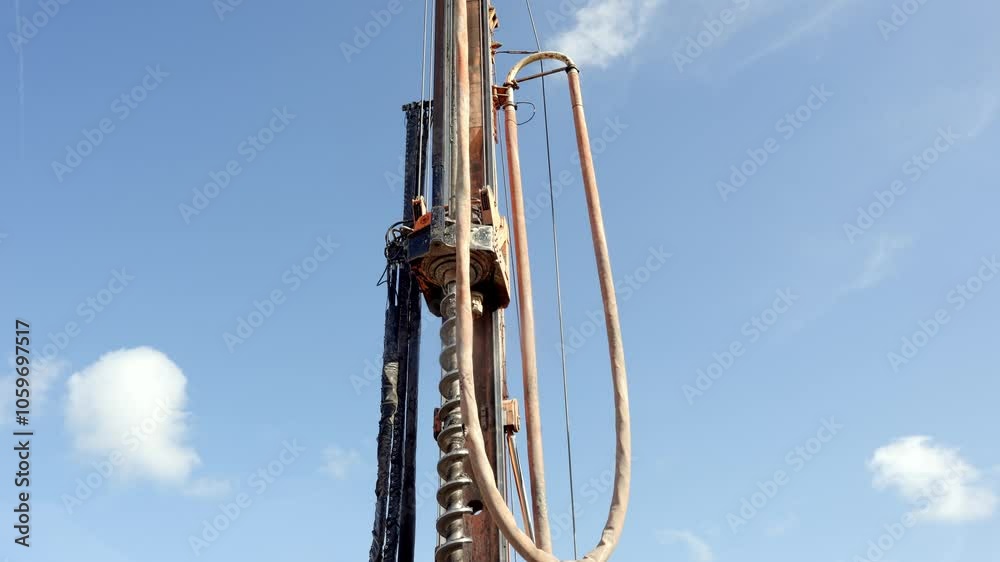 Exploring the intricate workings of a drilling piling rig on a sunny day 