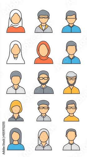 Diverse Collection of Flat Design Character Avatars