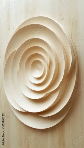 A close-up of a wooden sculpture that looks like a flower. photo