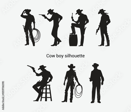  hand drawn cowboy silhouette vector