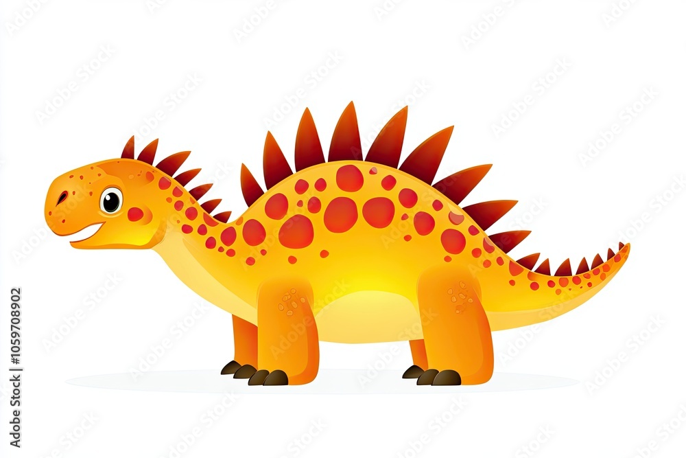 Fototapeta premium Cheerful, Colorful Dinosaur in Full Side View on a Transparent Background