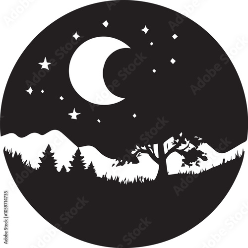 Silhouette of a clock striking midnight vector silhouette