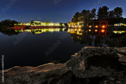 Mueller Lake Park - A large lake anchors this park featuring an amphitheater, loop trail and picnic area. Austin, Texas