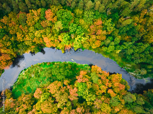Top down view of river and ...