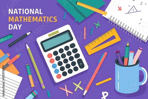 Celebrate National Mathematics Day with Colorful Educational Stationery Illustration