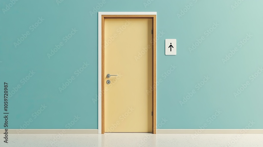 Icon of accessible restroom sign on a door, inclusive space, neutral background, text area Icon of accessible restroom sign on a door, inclusive space, neutral background, text area