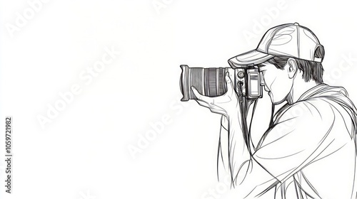 Sketch of a Photographer Capturing an Image