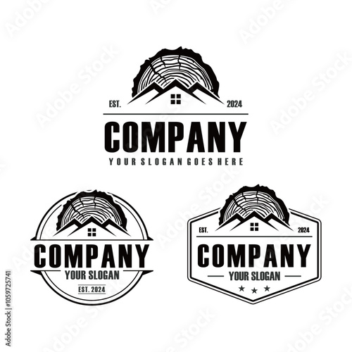 wood logo , cabin logo vector