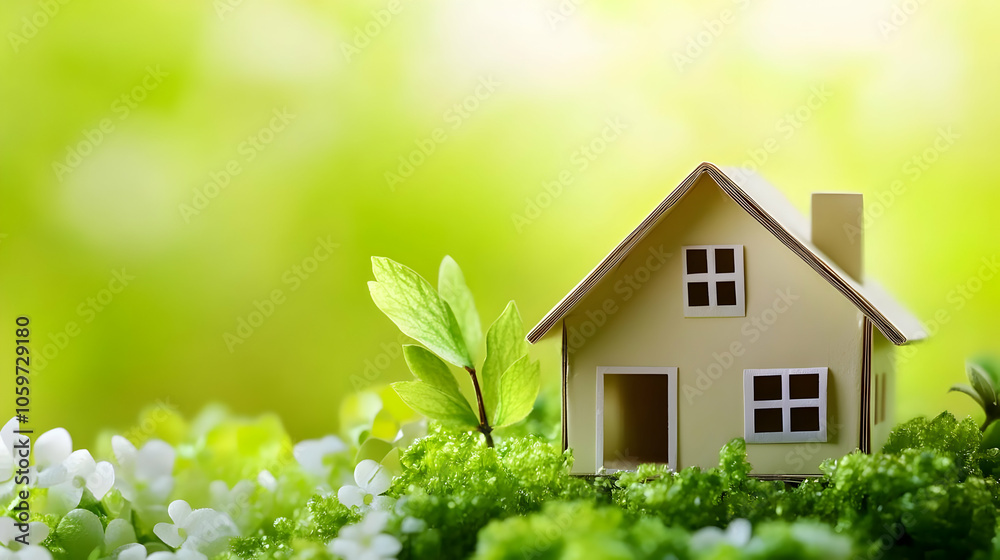 Small House in Green Background Illustration Small House in Green Background Illustration