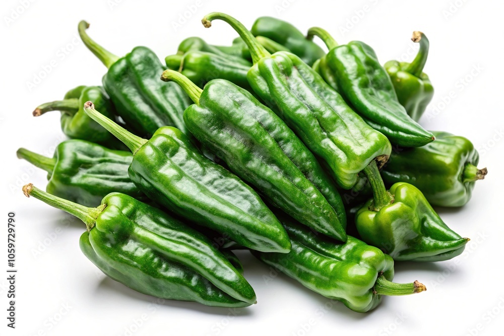 Fresh padron peppers isolated on white background