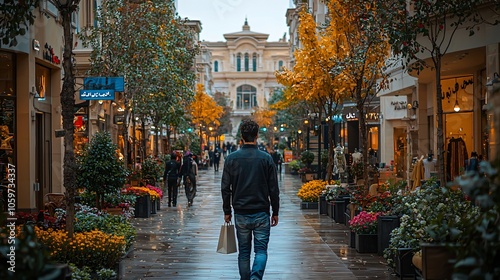 Wallpaper Mural Solitary Stroll Through an Autumnal Cityscape Torontodigital.ca