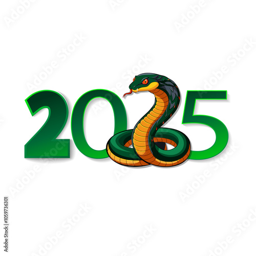 Snake symbol of 2025 in cartoon style on a white background. Vector illustration.