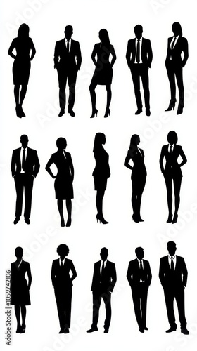 Silhouette Collection of Diverse Business Figures in Professional Attire