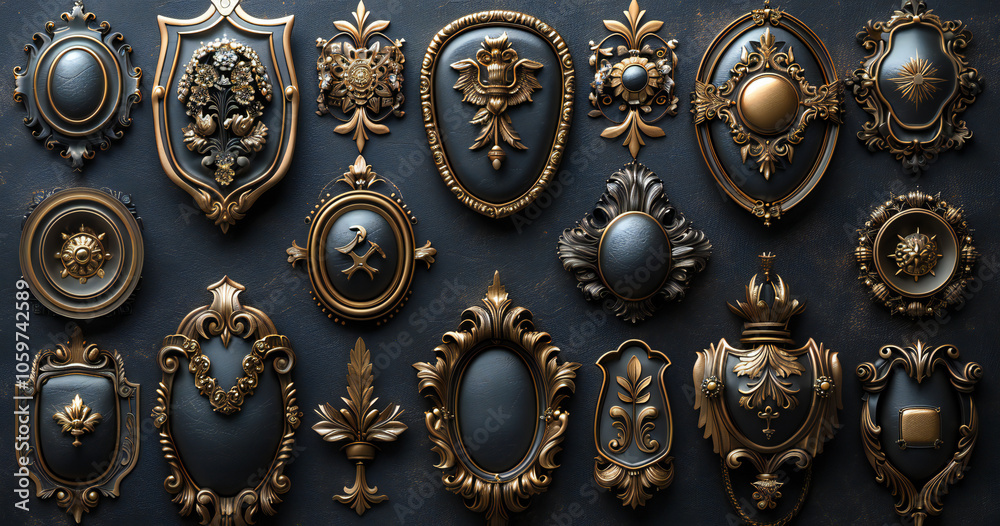 Fototapeta premium Luxury Gold and Silver Badges Collection
