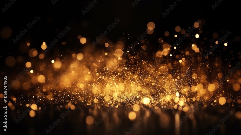 Fototapeta premium Golden Light Particles on Dark Background